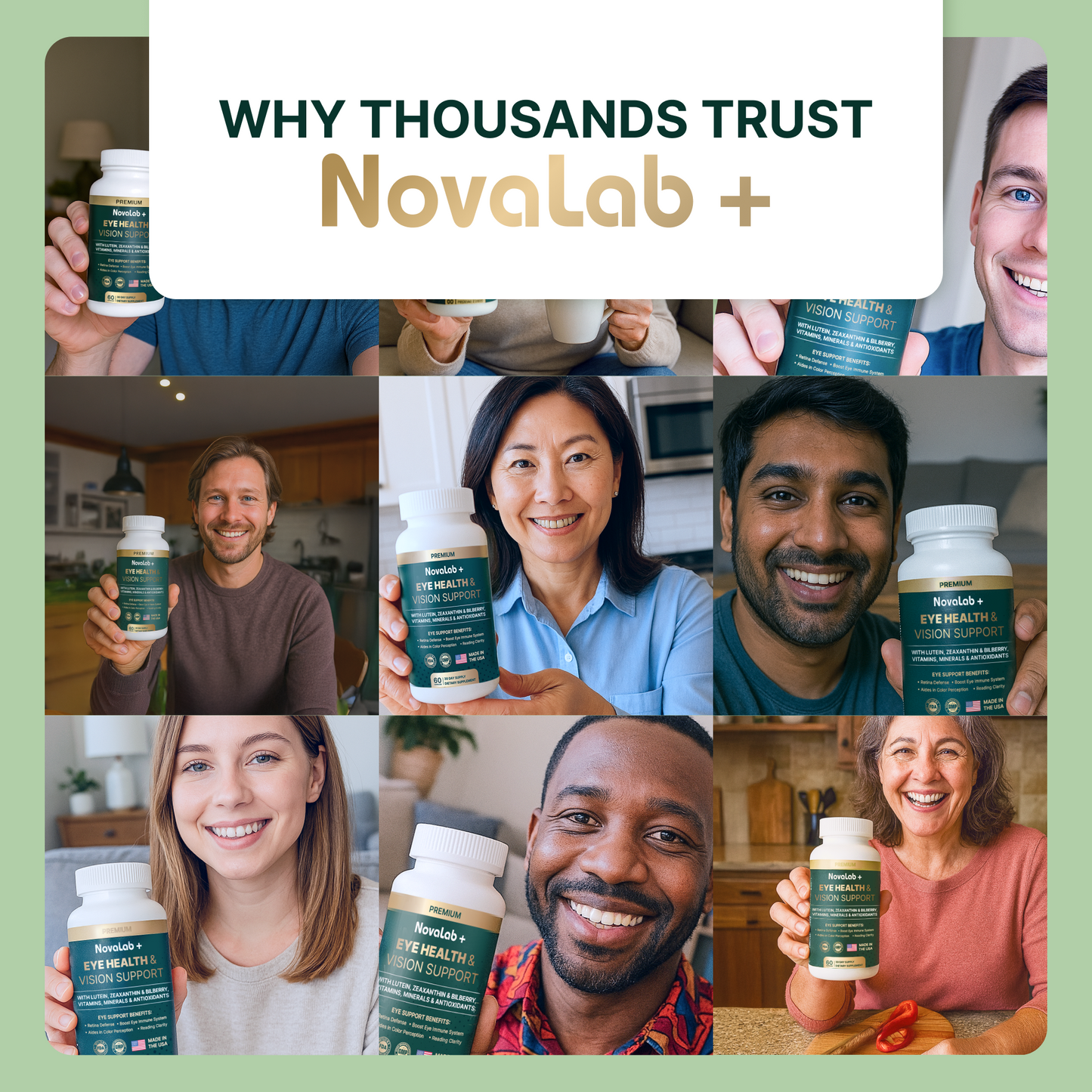 NovaLab+ Eye Health & Vision Support – 30-Day Formula with Lutein, Zeaxanthin, Bilberry, Vitamins, Minerals & Antioxidants